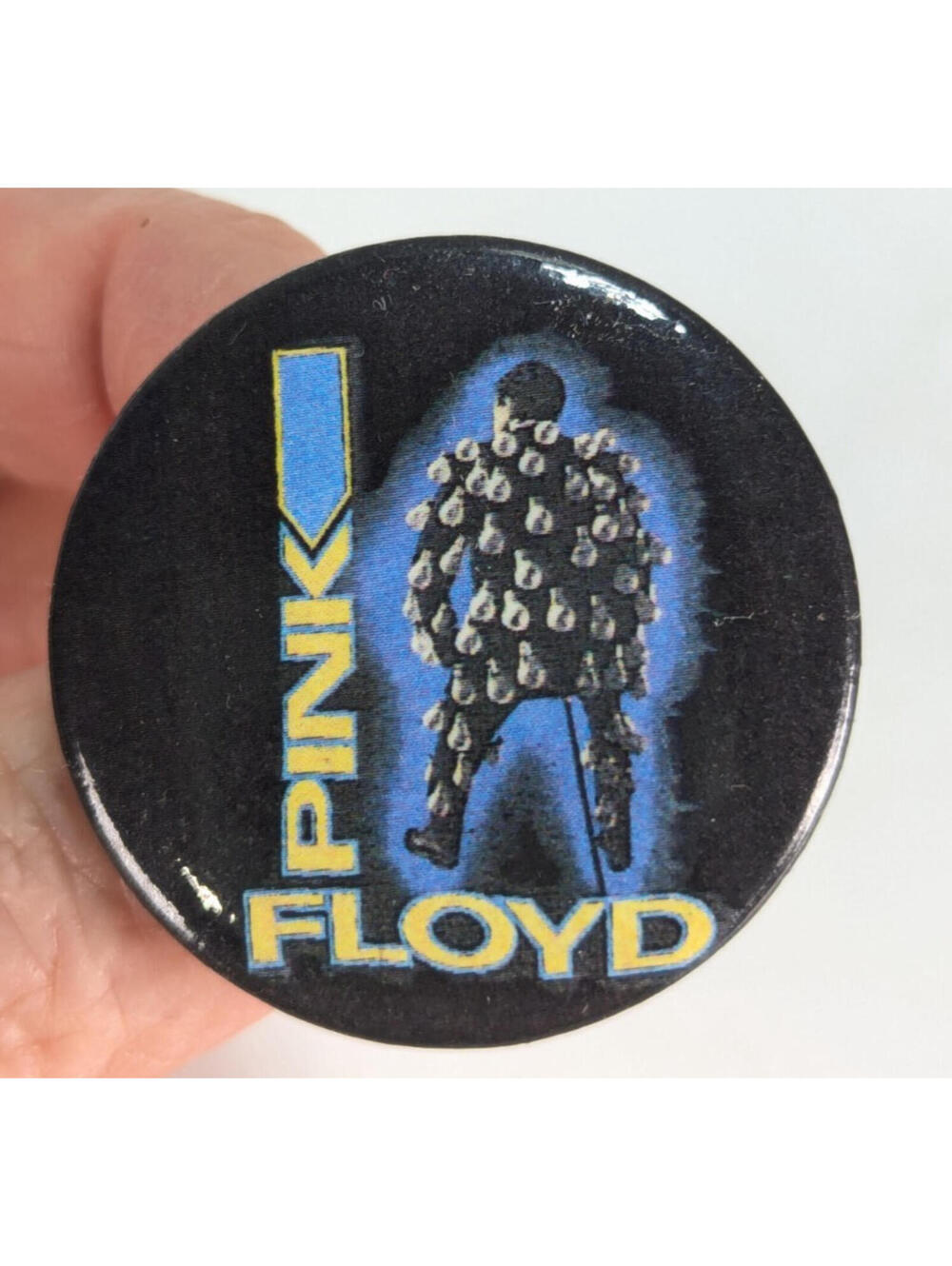 Vintage 1988 Pink Floyd Delicate Sound of Thunder Light Bulb Suit Pinback Button